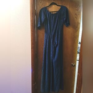Long formal blue sparkle stretch dress sz M
